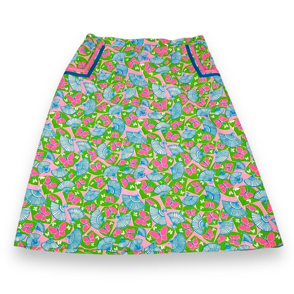 Vintage‎ Lilly Pulitzer Skirt 16 Butterfly Fans Dorothy Bullitt 80s USA Rare New
